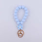 Flower Silicone Bead Wristlet Keychain with Daisy Charm 9
