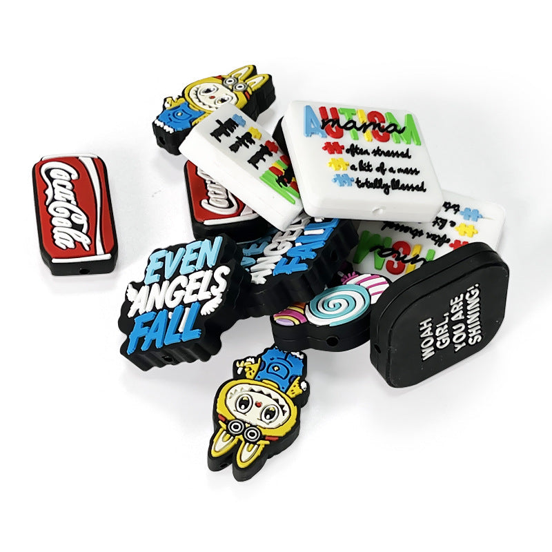 20Pcs Silicone Focal Beads Cartoon Rap Cloth Soda Can Design 3