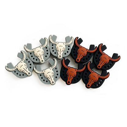 20pcs Silicone Focal Beads Ox Skull with Horns and Horseshoe Base 4