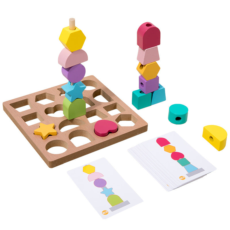 Wooden Montessori Toys Shape Matching Paired Rope Educational Toy