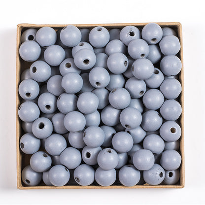 50pcs 16mm Colored Round Wooden Beads Jewelry Making DIY Craft 12