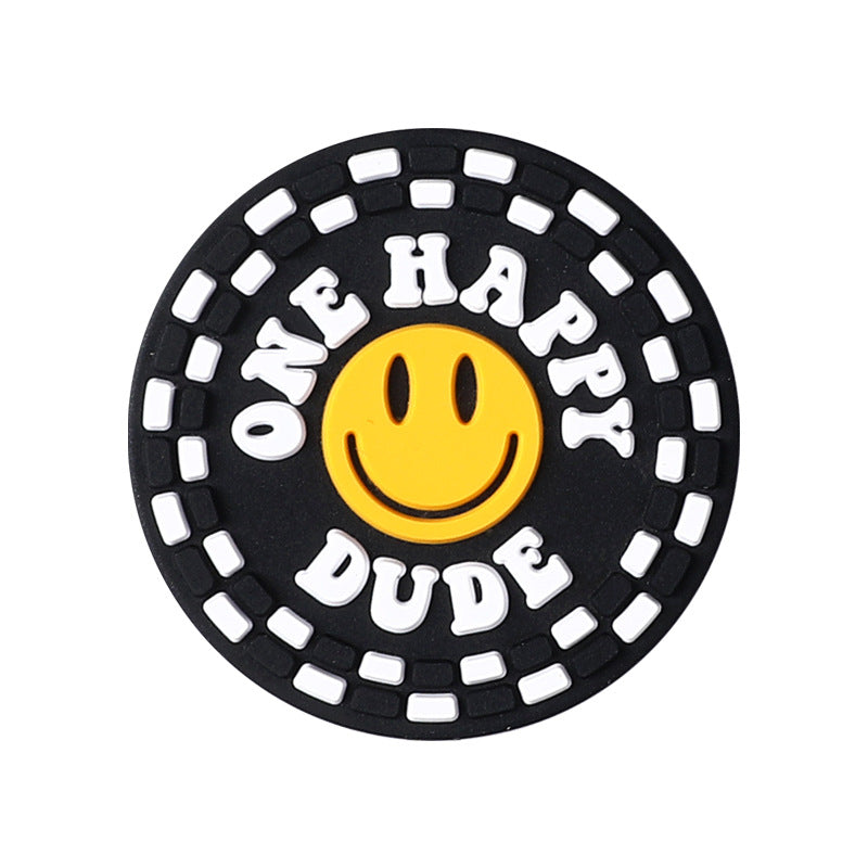 Silicone Focal Beads Cartoon Smiley Face Printed Text Design 4
