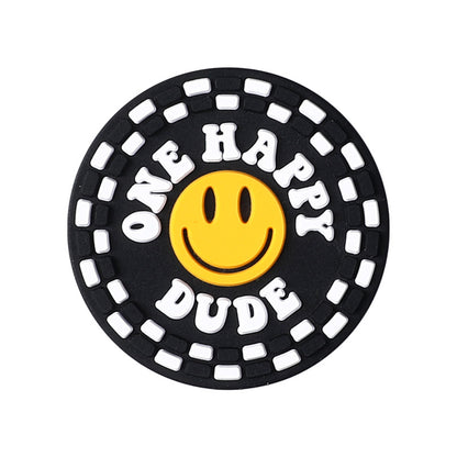Silicone Focal Beads Cartoon Smiley Face Printed Text Design 4
