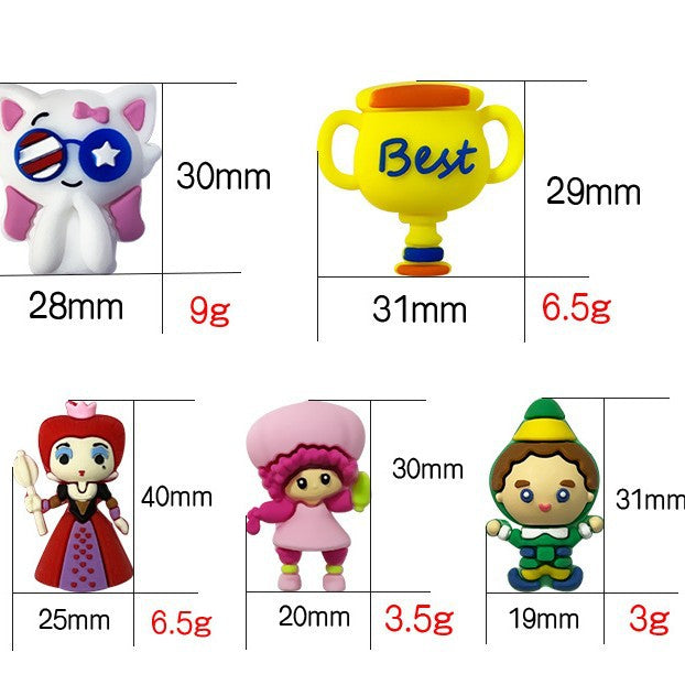 20Pcs Silicone 3D Focal Beads Strawberry Girl Best Trophy Cute Queen Design 2