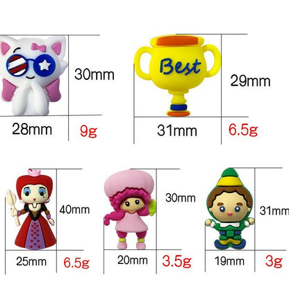 20Pcs Silicone 3D Focal Beads Strawberry Girl Best Trophy Cute Queen Design 2