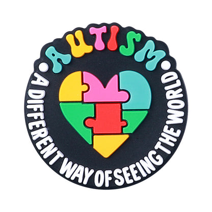 20Pcs Silicone Focal Beads Autism Puzzle Heart and Puzzle Mouse Design 5