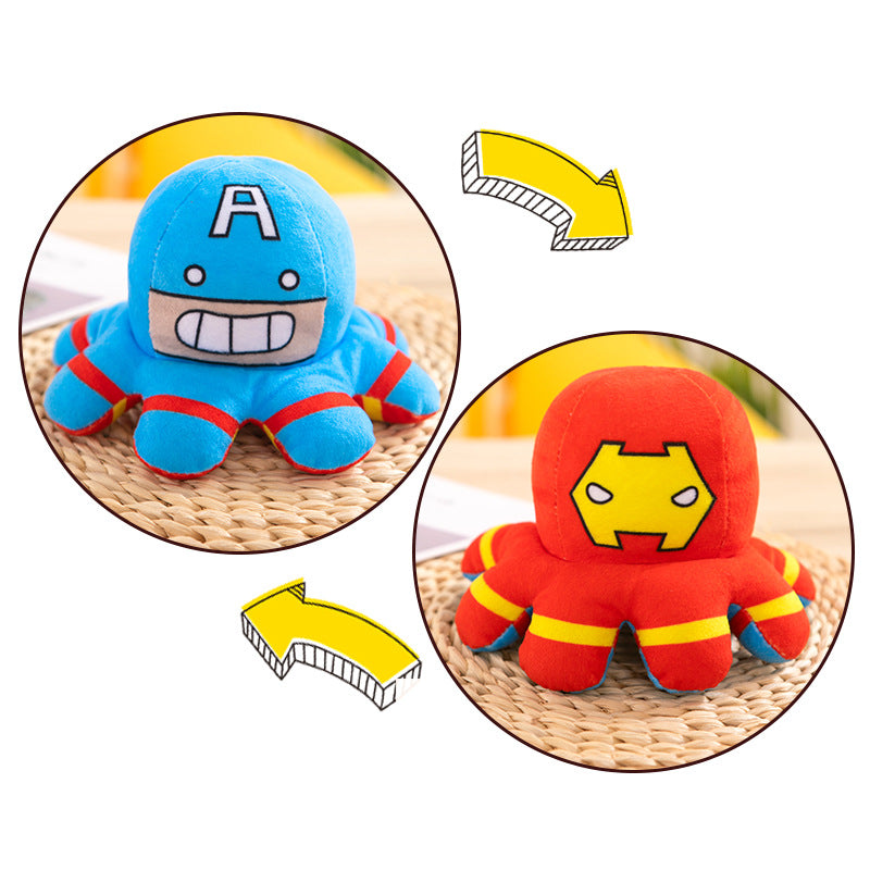 Reversible Octopus Plush Toy Mood Flip Stuffed Animal 20cm 6