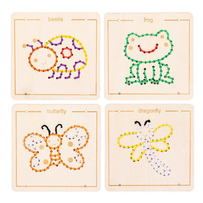 Wooden Rope Embroidery Montessori Toys Early Education 19.8cm 9