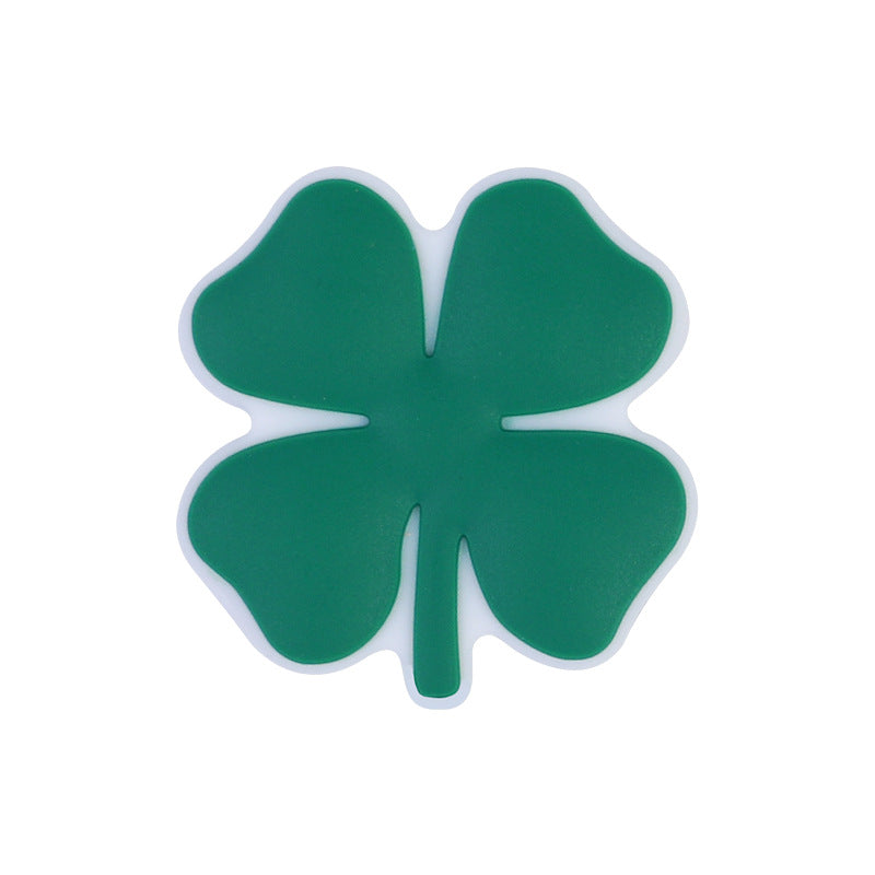 20Pcs Silicone Focal Beads Four Leaf Clover Flat Leaf Shape 8