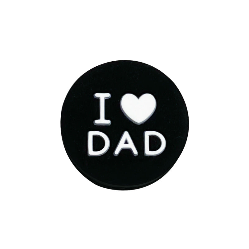 20pcs Silicone Focal Beads I Love Dad Printed Text 15