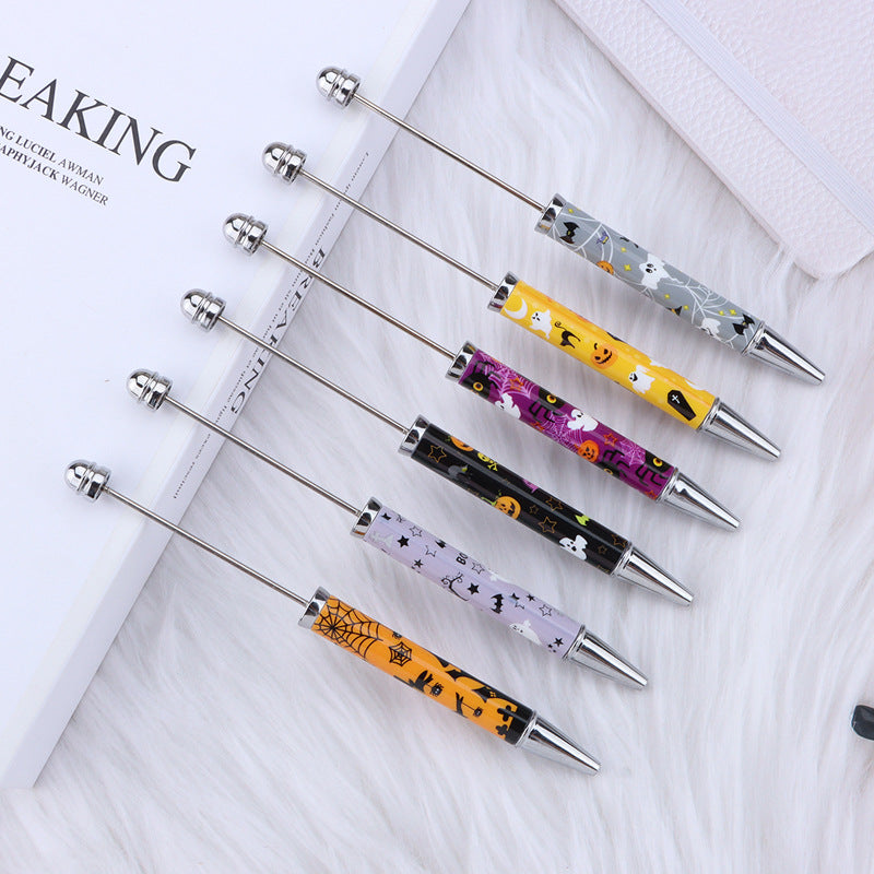 Halloween Beadable Pens Printed Pumpkin Ghost Spider Bat Design 2