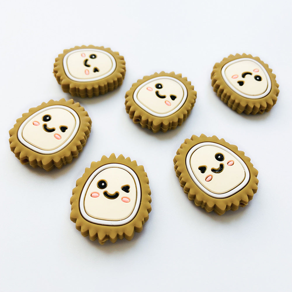 20Pcs Silicone Focal Beads Durian Winking Face Design