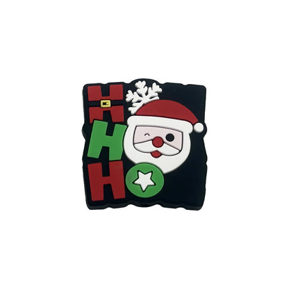 Silicone Focal Beads Christmas Snowman Elk with Printed Festive Text 10