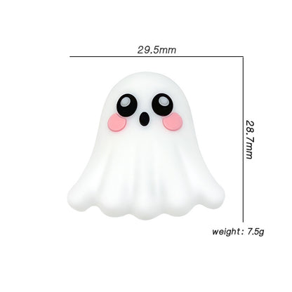 20Pcs Silicone 3D Focal Beads Halloween Pet Ghost Front Facing 3