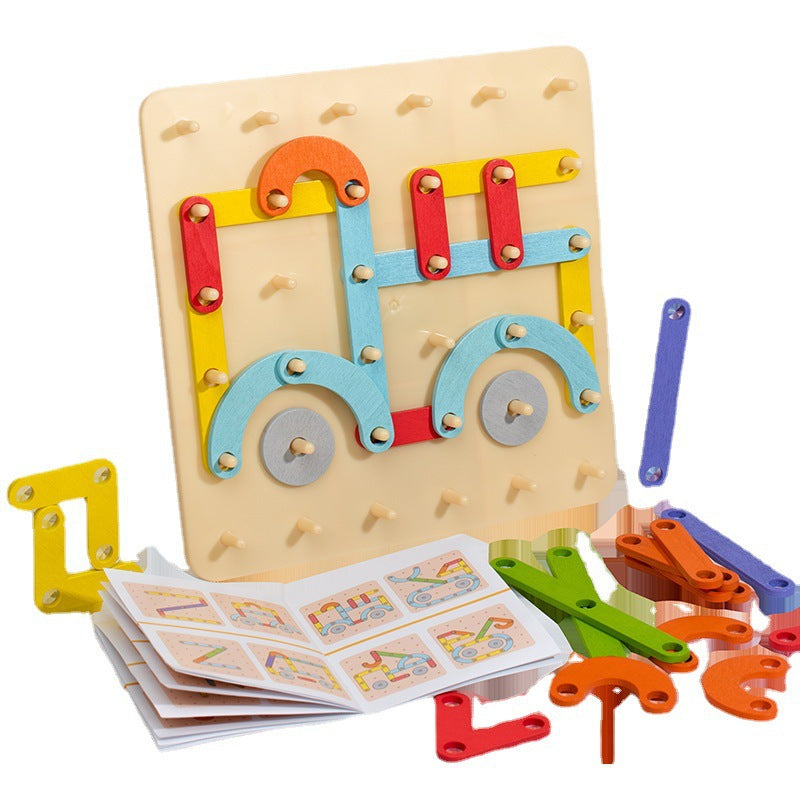 Wooden Shape Pegboard Puzzle Montessori Toys for Toddlers