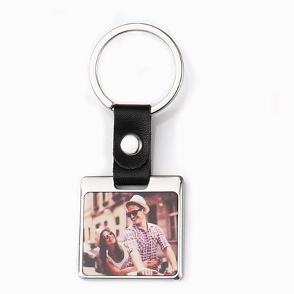 Blank Photo Frame Leather Keychain Zinc Alloy Material 4