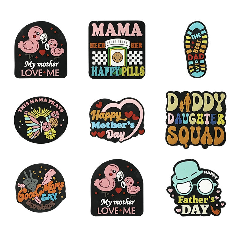 20Pcs Silicone Focal Beads Mother Father'S Day Text and Symbol Design 3
