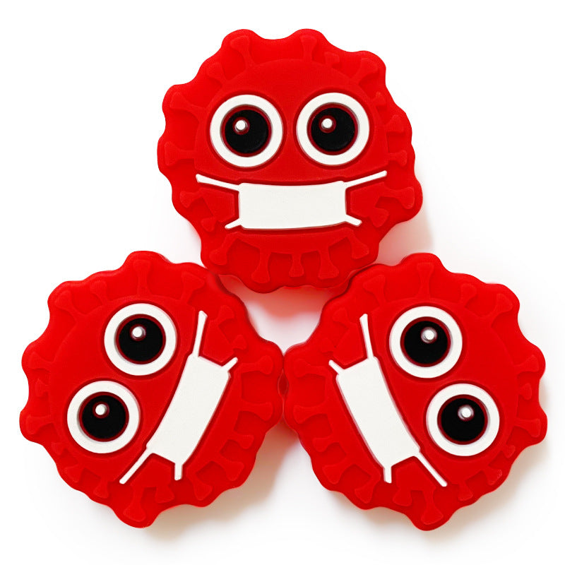 20Pcs Silicone Focal Beads Bacterial Virus Cartoon Face Design 4