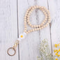 Daisy Silicone Bead Wristlet Keychain with Wooden Beads 12
