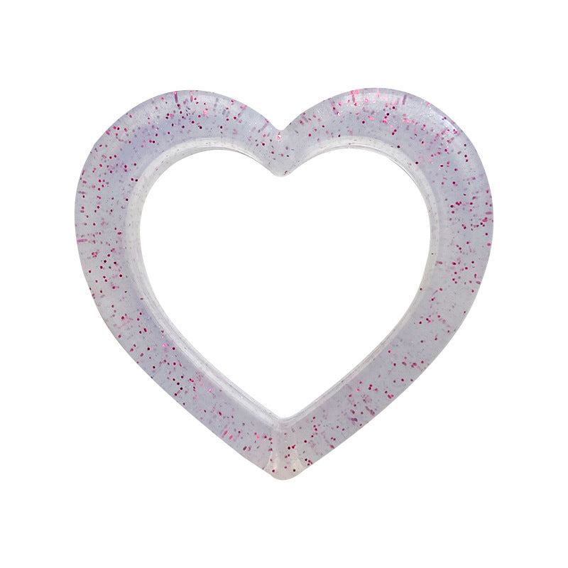 10pcs Circle Love Heart Silicone Beads Glitter Finish 4