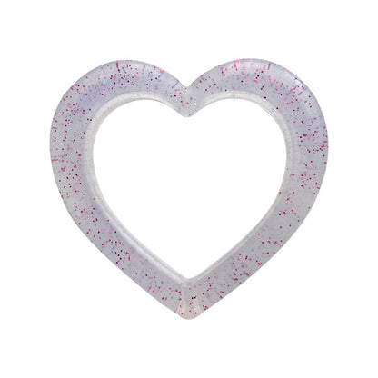 10pcs Circle Love Heart Silicone Beads Glitter Finish 4