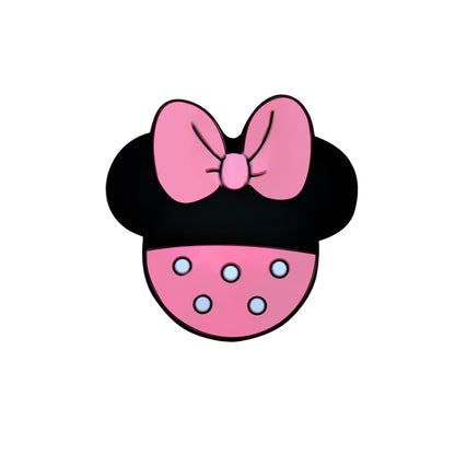 20pcs Silicone Focal Beads Round Ear Mouse Character with Bow 4