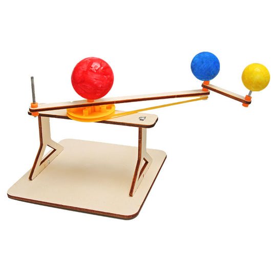Wooden Solar System Educational Toy DIY Rotating Model