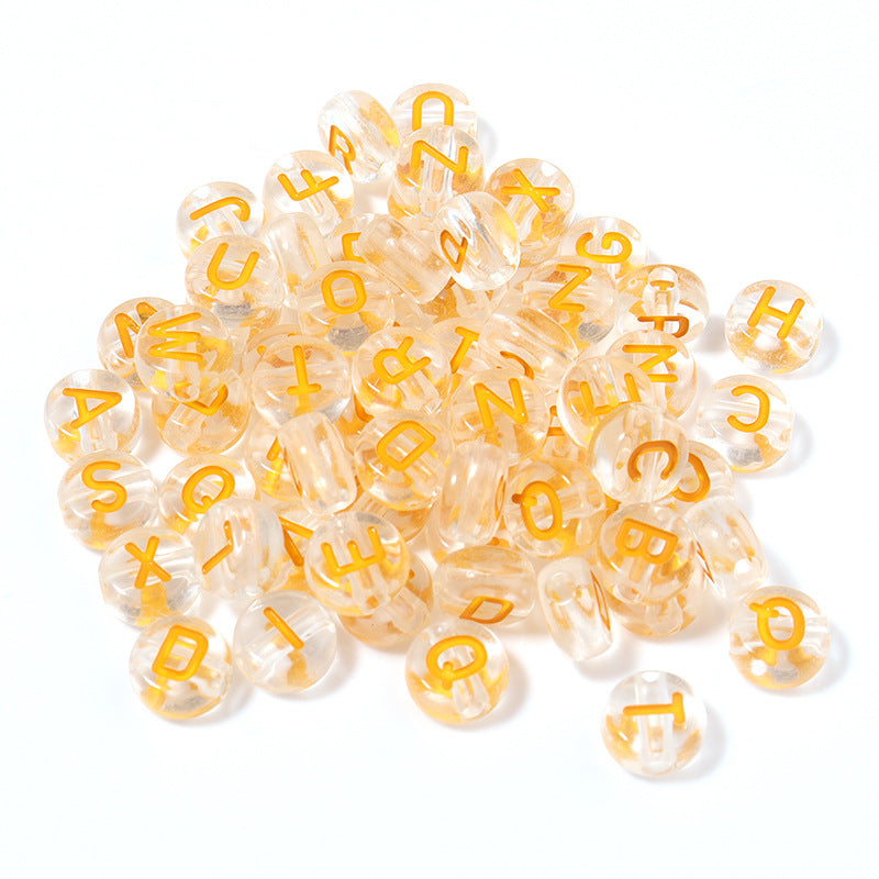 100pcs Letter Acrylic Beads Transparent Candy Color DIY Bracelet Making 24