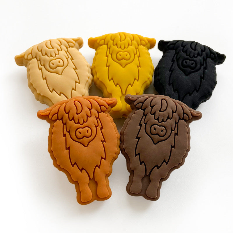 20pcs Silicone Focal Beads Yak Bull Front Facing Detail 2