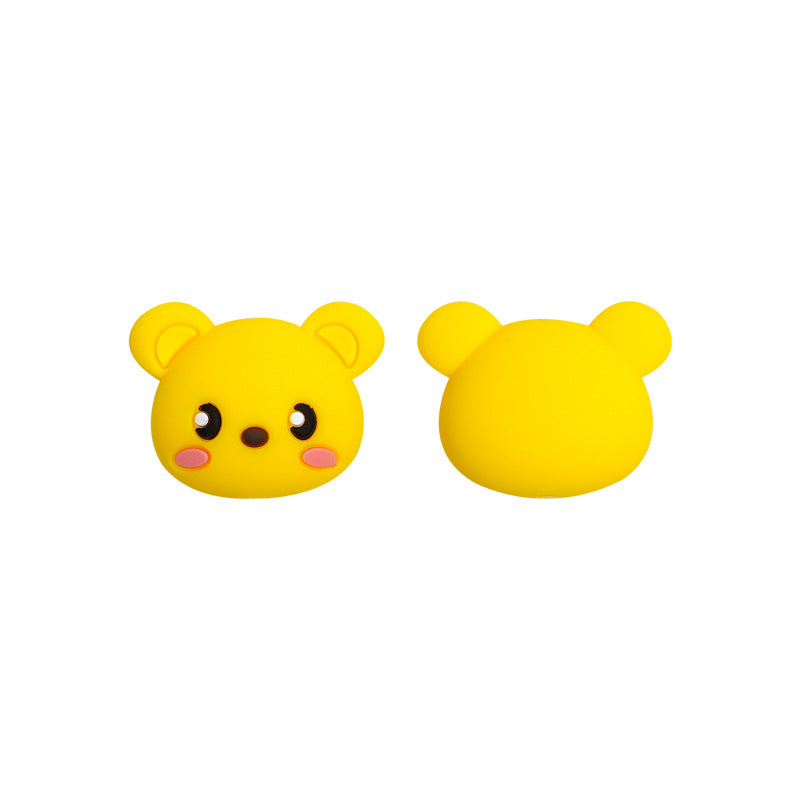 20Pcs Silicone Focal Beads Blue Bear Yellow Bear Black Bear Face Design 5