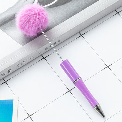 Plush Pom-pom Beadable Ballpoint Pens 15.5 x 0.8cm DIY Craft Supplies 15