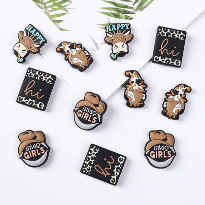 20Pcs Silicone Focal Beads Cartoon Denim Mixed Characters Variety 4