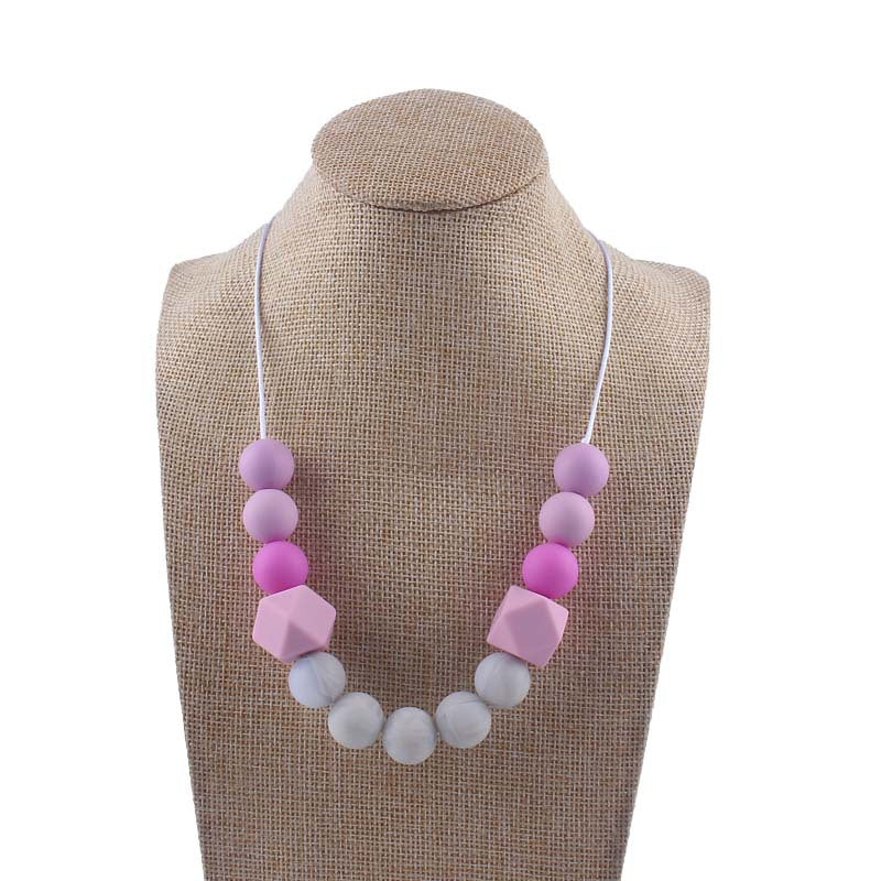 Silicone Bead Necklace Octagonal Beads and Round Beads 8