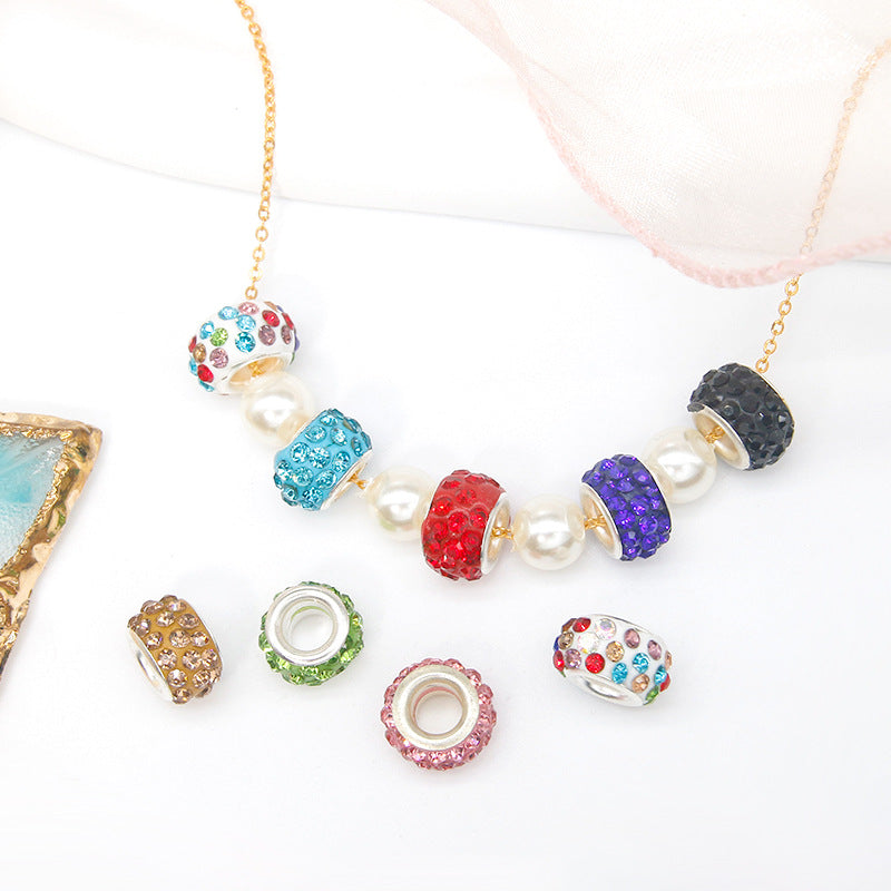 50pcs 12mm 3-Row Large Hole Rhinestone Spacer Beads DIY Jewelry Making 3