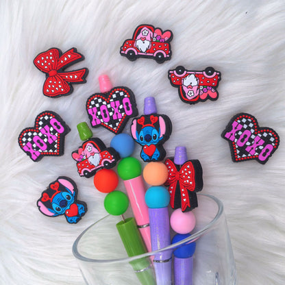 20Pcs Silicone Focal Beads Valentine Butterfly Stitch Design 3