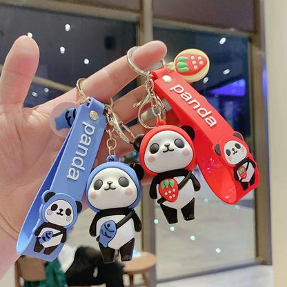 Cartoon Panda Silicone Bead Keychain Cute Animal Charm 2