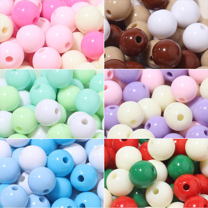 100pcs 6mm Macarons Round Acrylic Beads Christmas Solid Color Bracelet Accessories