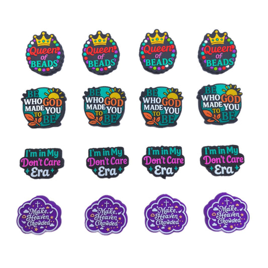 20Pcs Silicone Focal Beads Cloud Card Printed Text Designs