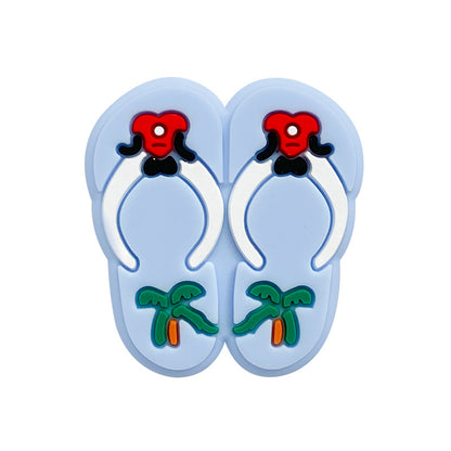 20pcs Silicone Focal Beads Slippers Pair with Palm Tree Detail 3