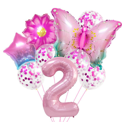 Pink Butterfly Foil Balloon Set Holiday Decoration 32 Inch 4