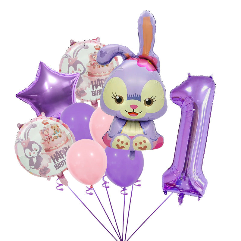 StellaLou Bunny Foil Balloon Birthday Party Decoration Set 7