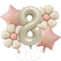 Milk White Bow Ties Bear Retro Daisy Foil Balloon Set 12