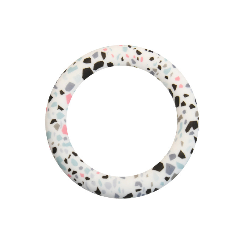 65mm Printed Silicone Beads Rings Multi Color Design 30