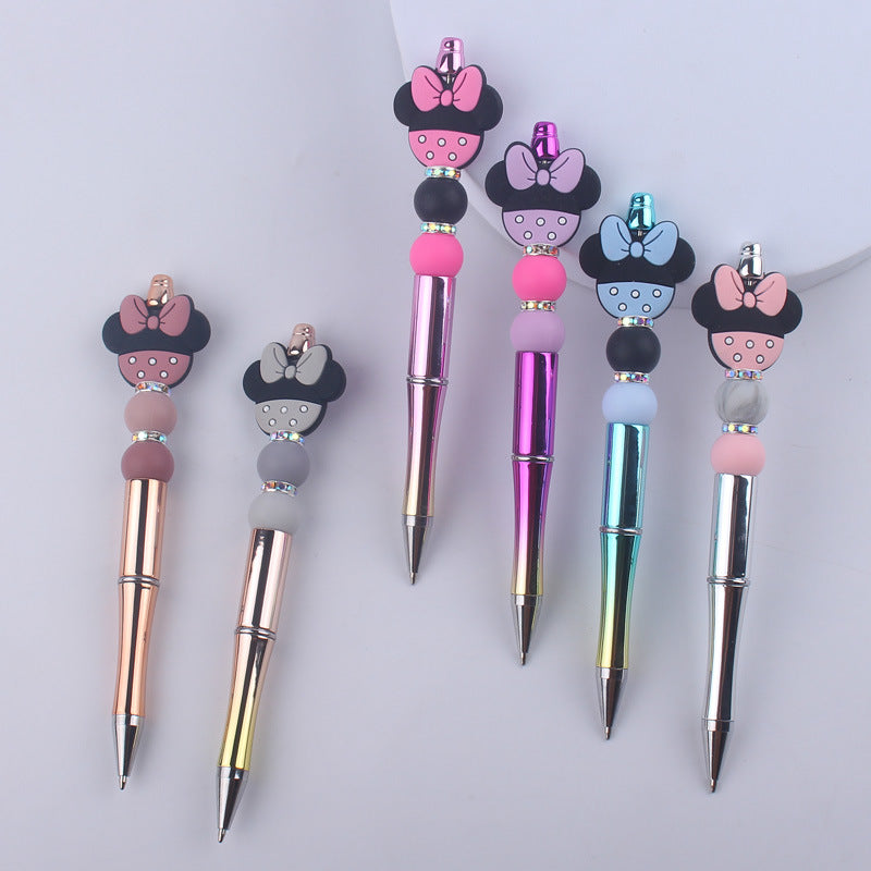 Animal Bow Silicone Beaded Pens Colorful Ballpoint Handmade Gift