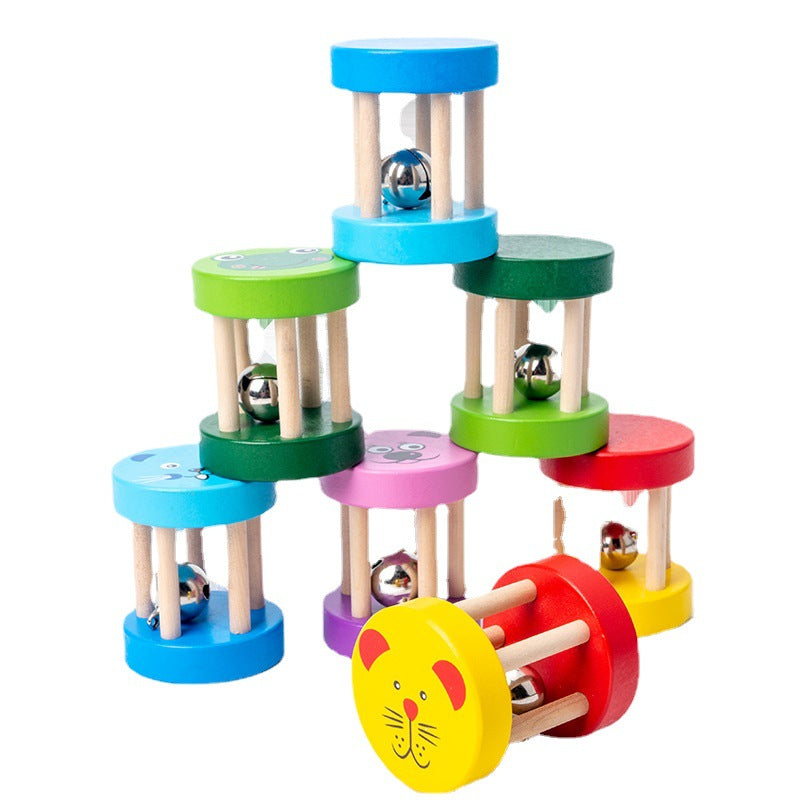 Wooden Rattle Musical Instrument Cage Bell Early Educational Toy 5
