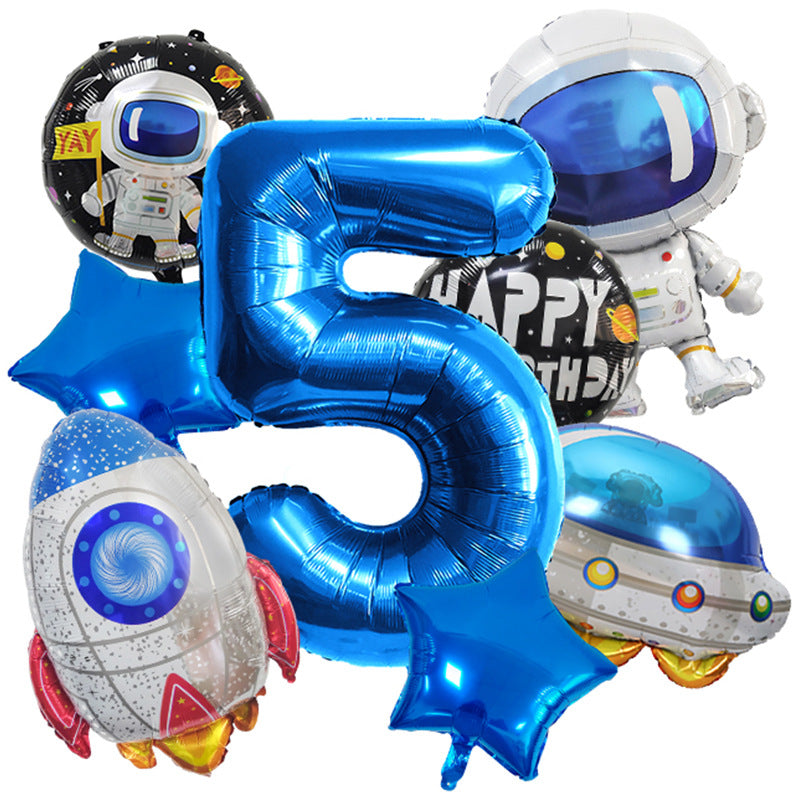 Spaceman Rocket Astronaut Foil Balloon Birthday Party Decoration Set 5
