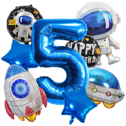 Spaceman Rocket Astronaut Foil Balloon Birthday Party Decoration Set 5