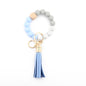 Silicone Bead Wristlet Keychain with Wooden Hexagon Bead Tassel 12