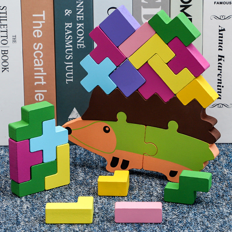 Wooden Hedgehog Balance Stacking Blocks Educational Building Blocks 4