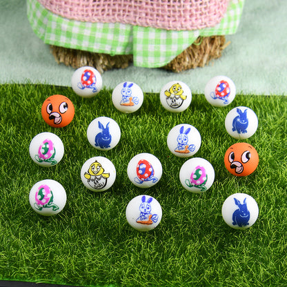 20pcs 15mm Easter Silicone Beads Bunny Egg Chicken Printed Design 2
